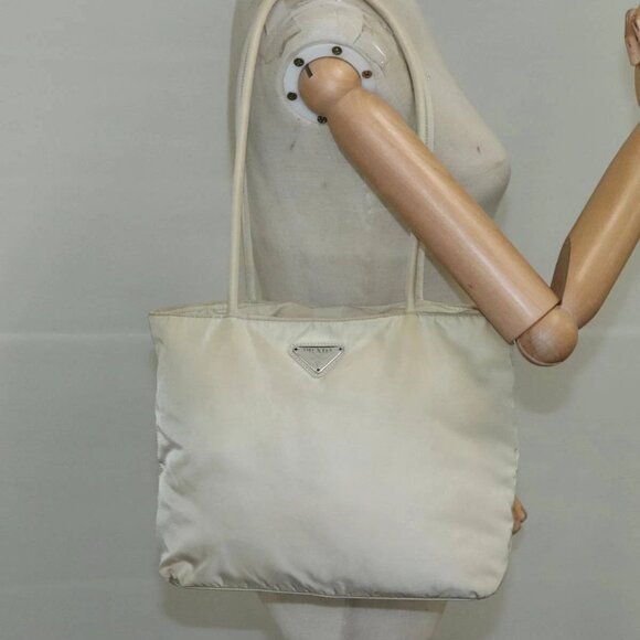 PRADA Tote Bag Nylon Beige Auth - Picture 1 of 16